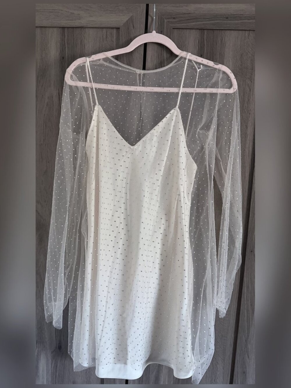 Zara Rhinestone Mesh Mini Dress - White - Size S - NWT Sparkly Tulle